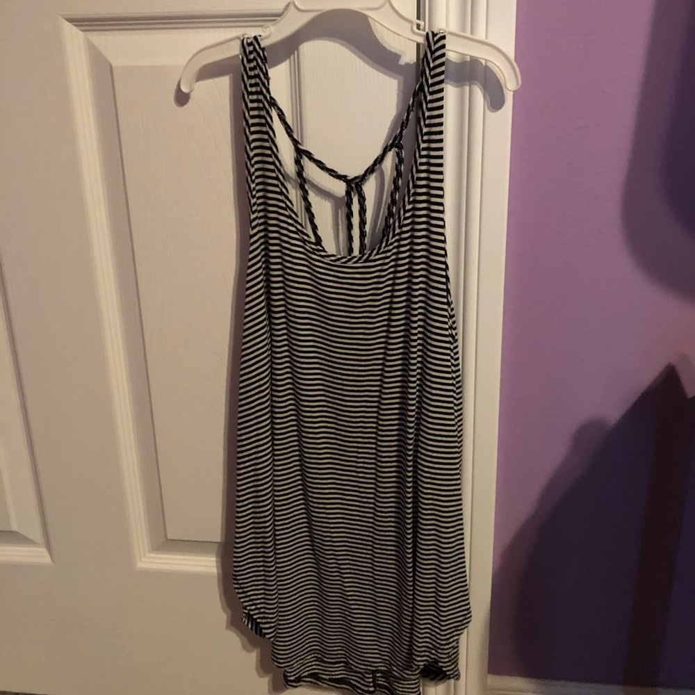 Black and white striped tank